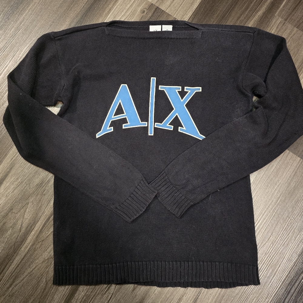 ARMANI EXCHANGE Vintage 90s Knit Sweater, Black, Size Medium